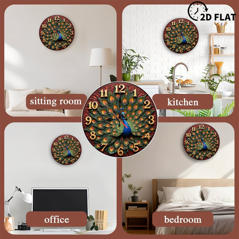 Horloge décorative paon