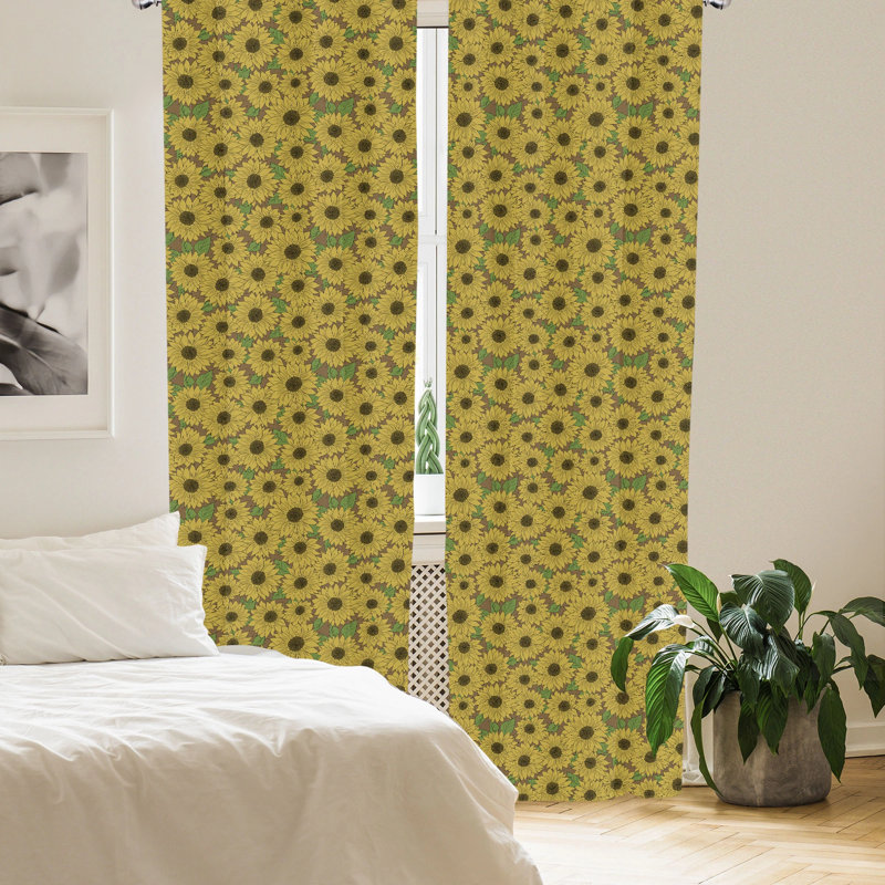 Floral Semi-Sheer Rod Pocket Curtain Panels, 28" x 63"