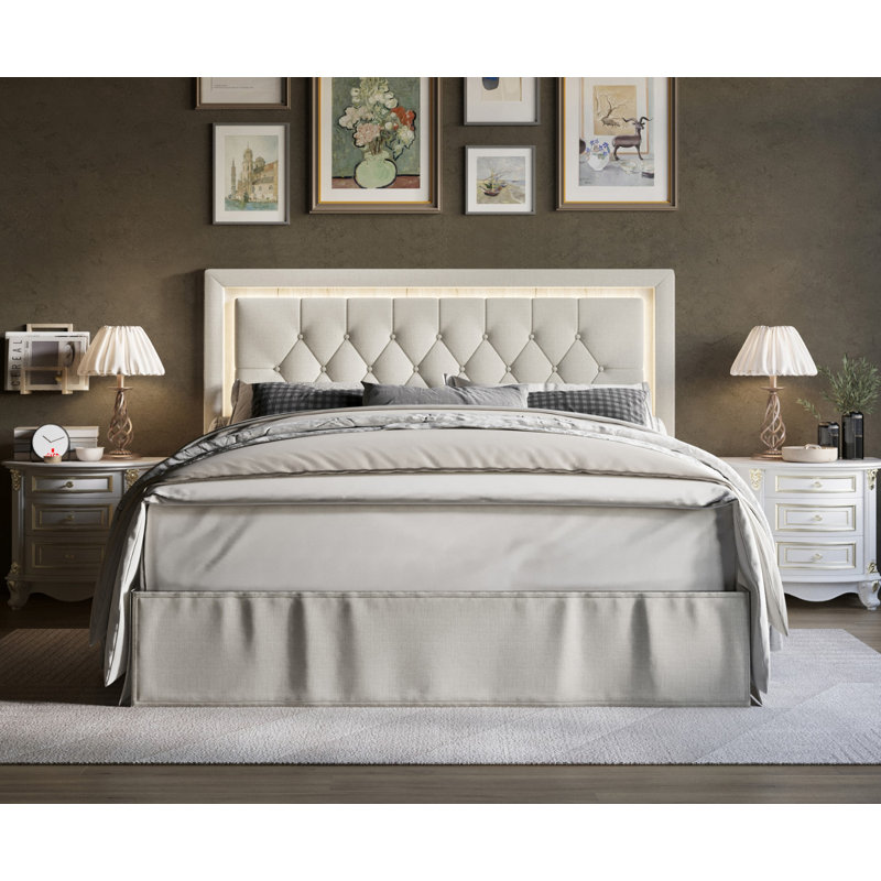 Epworth Upholstered Platform Bed, Twin, Warm Gray