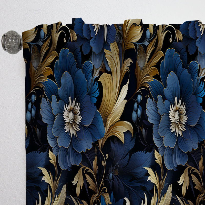Mystical Blue Damask Mirage - Rideau damassé - Velours obscurcissant - 1 panneau, L 52 po x L 90 po