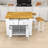 Rolling Kitchen Island Set with Drop Leaf, 2 Bar Stools, Power Outlet, 2 Drawers and Door Racks-693635078