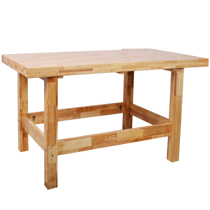 Établi en bois d'hévéa massif avec étau intégré pour atelier et travail du bois