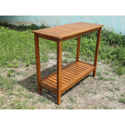Table de garage Garden Balcon, bois, brun, poste de travail en bois brun, spacieuse pour le garage, console polyvalente