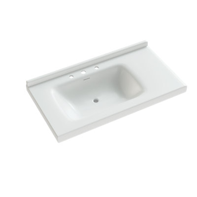 Rectangular Porcelain Ceramic Modern Countertop Bathroom Sink, 36 Inch Wide, White | Gift Idea