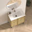 Meuble-lavabo sur pied de 30 pouces avec panneau rainuré 3D et lavabo en céramique intégré