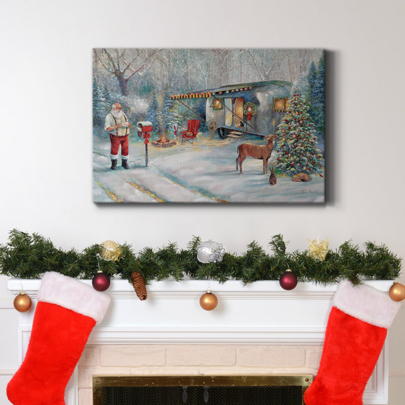 Toile tendue avec châssis de qualité supérieure Santa's Hideaway, H 18 po x l 12 po x P 1 po