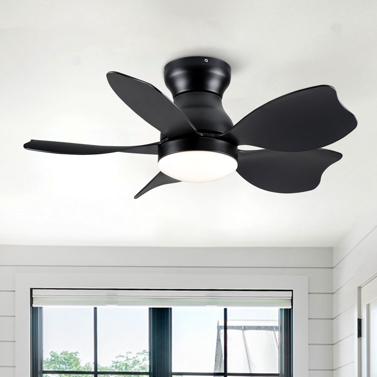 Modern 30 In Flush Mount Ceiling Fan with LED Light Kit