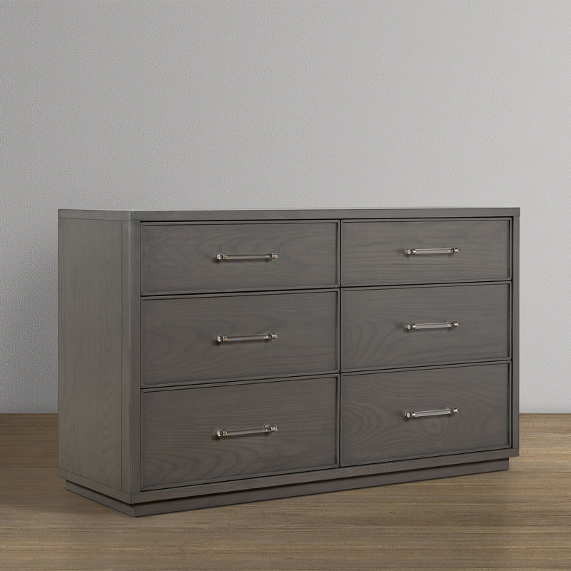Vienna 6 Drawer Dresser, Darkwash Ash With Acrylic