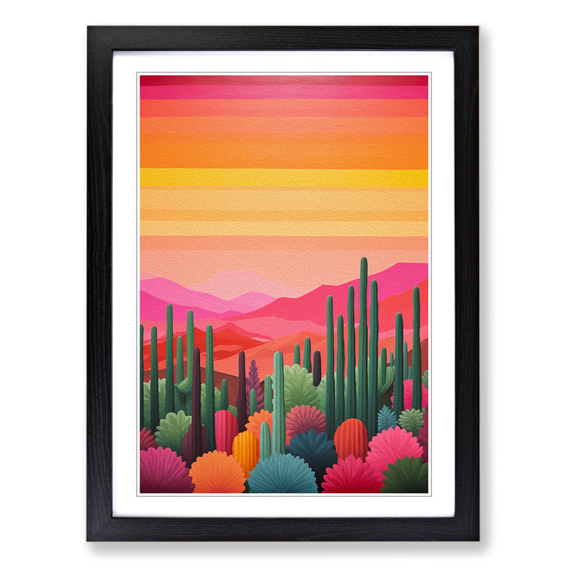 Cactus Colour Field No.3 - Framed Print, Black Framed, 34cm H x 25cm W x 2cm D