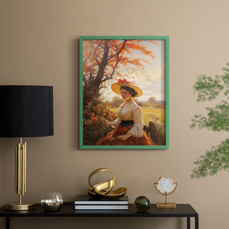 «WOMEN Series DCCDXLI», reproduction d'art encadrée - bois massif, H 15 po x l 12 po, Vert