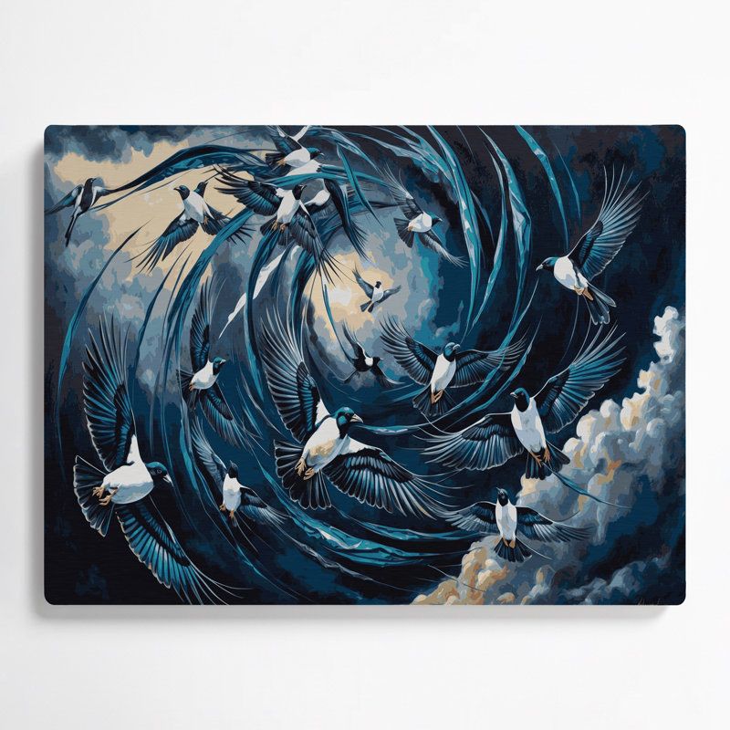 Oiseaux, art mural gris, pie Eurasian, H 132 po x l 168 po x P 0,05 po