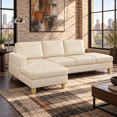 Canapé d'angle en L 2 pièces de 258 cm (101,5 po) avec méridienne et pouf