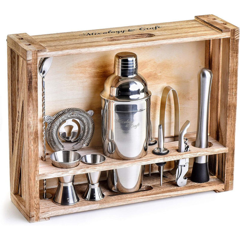 Ensemble de barman 11 pièces avec support en bois Mixology & Craft