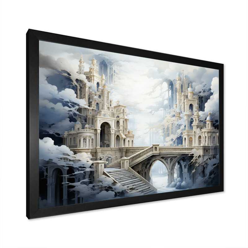«Beige Bridge Ethereal Passage III», reproduction d'art sur toile, H 30 po x l 40 po x P 1,5 po, Cadre photo noir