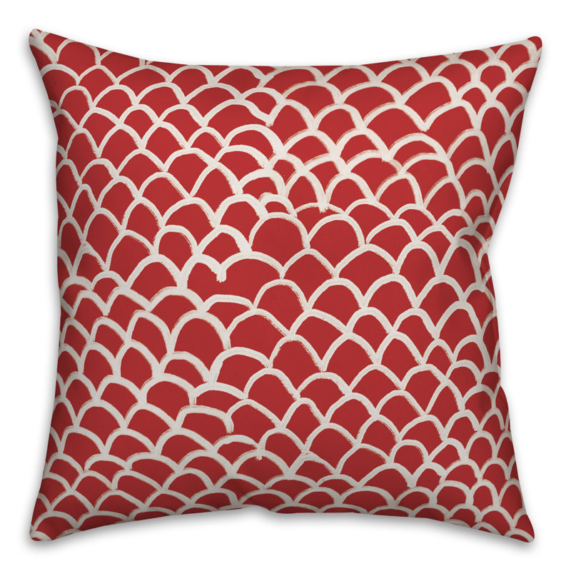  Coussin Drawn Scales, 16 po x 1 po, Rouge