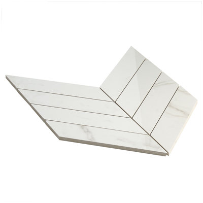 Carreau de mosaïque de plancher et de mur en porcelaine polie aspect marbre 11,02 po x 11,22 po Saroshi