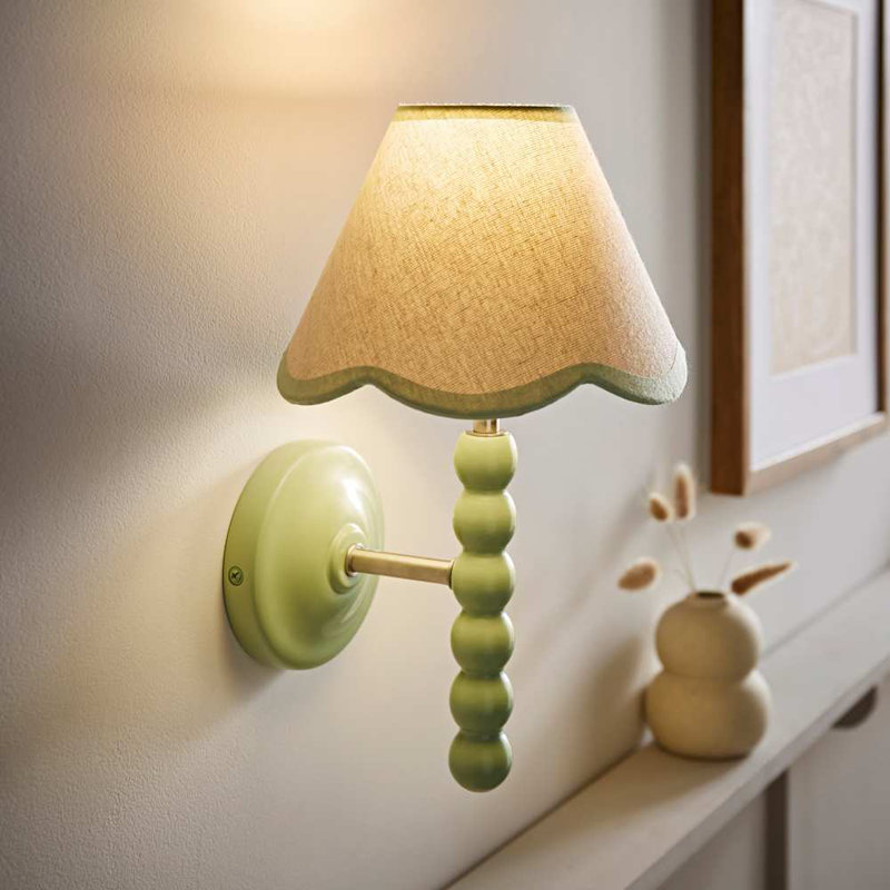Alderic Manufactured Wood Armed Sconce, Green, Green, Yes