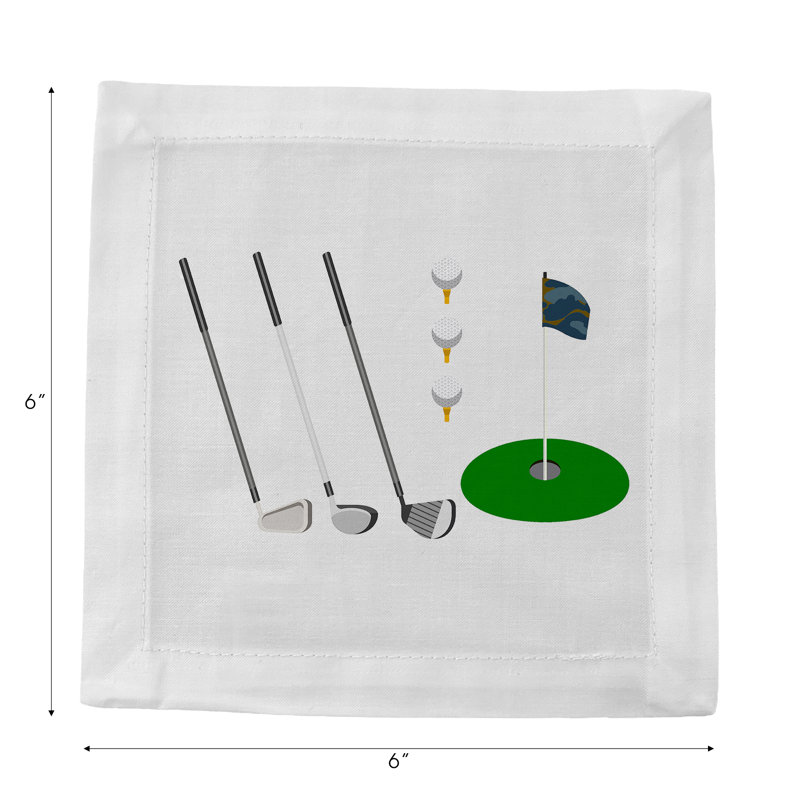 Golf Cotton Sateen Cocktail Napkins