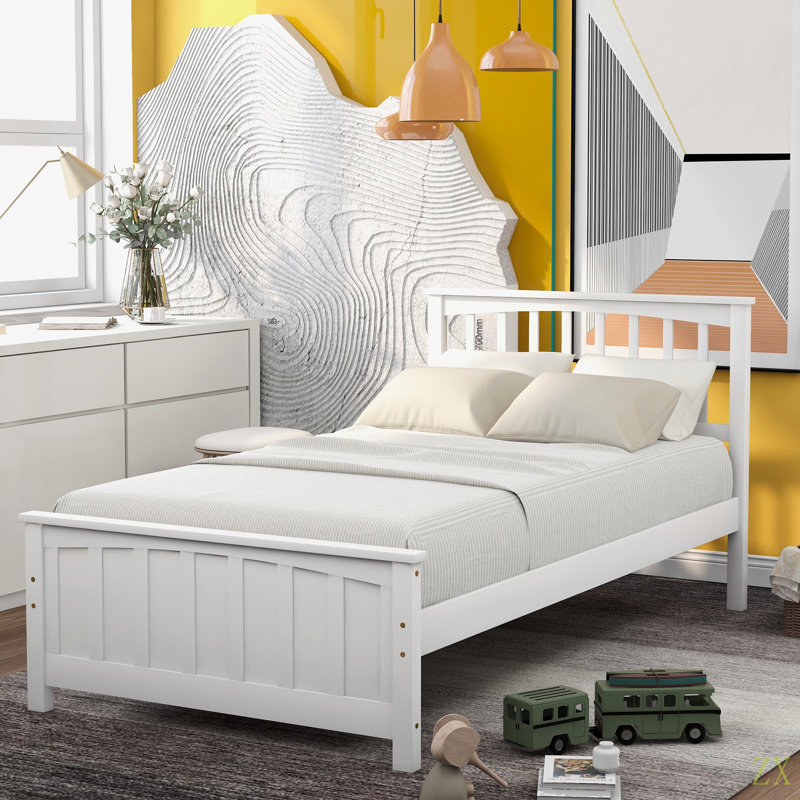 Lit plateforme en bois, Blanc