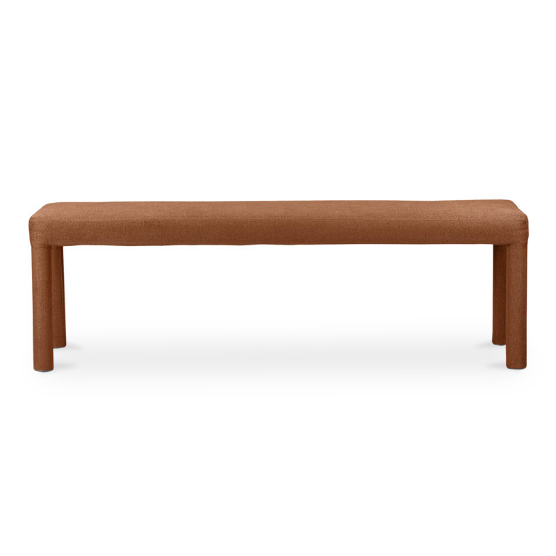 Dotty Upholstered Dining Bench, Rust Basketweave
