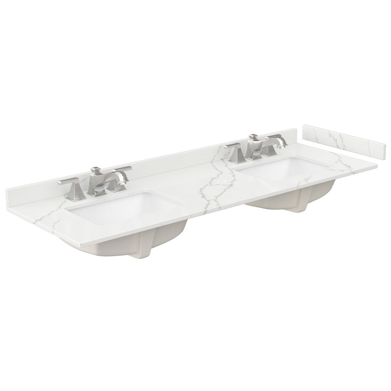 Strada 66'' W Double Vanity, Dark Gray, Giotto Quartz, Brushed Nickel
