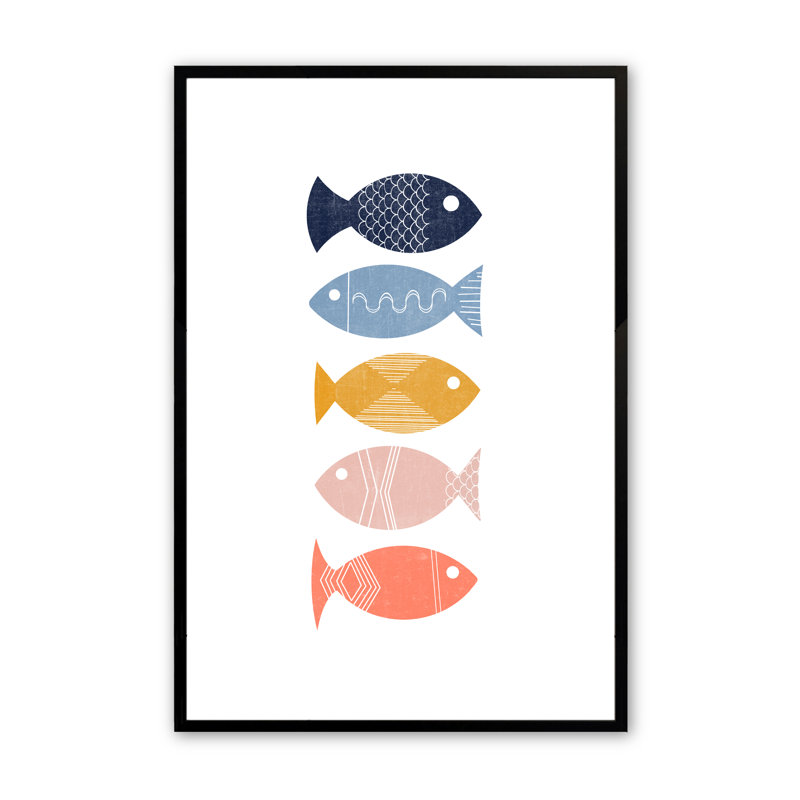 «Knarr Fish in the Sea», art encadré, Noir satiné, H 15,5 po x l 12,5 po x P 1,25 po