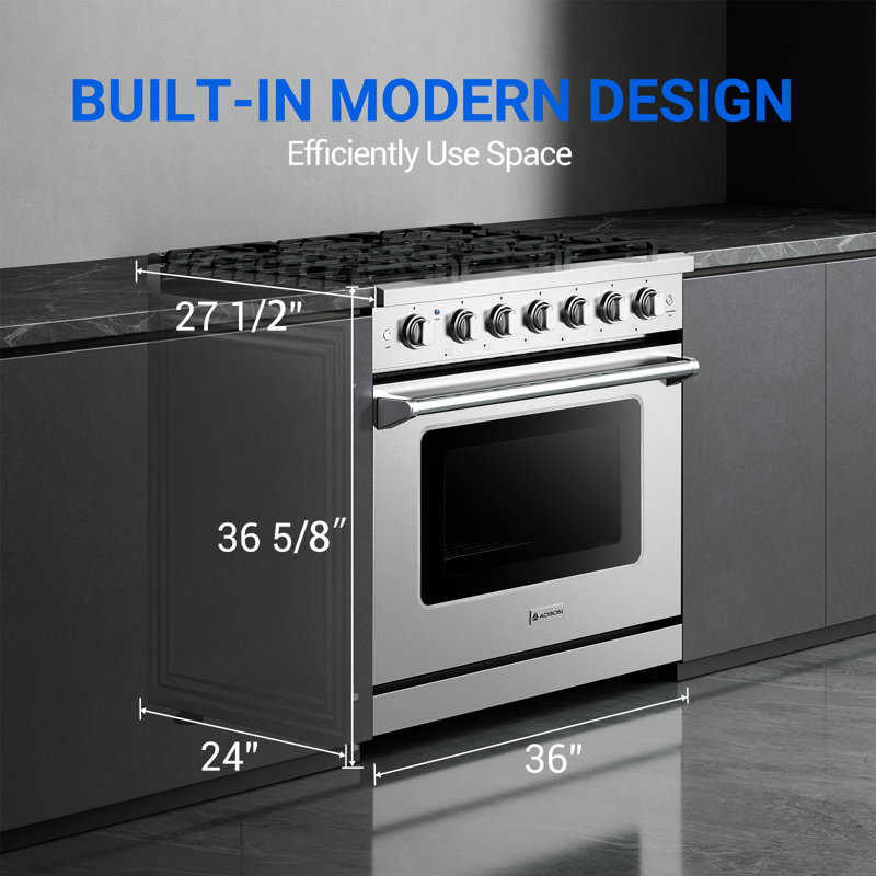 Cuisinière à convection rétro au gaz naturel 36 po AOBOSI