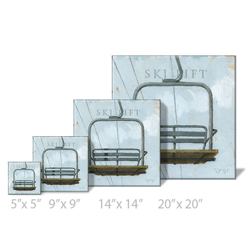 «Ski Lift», art mural, H 20 po x l 20 po x P 1 po