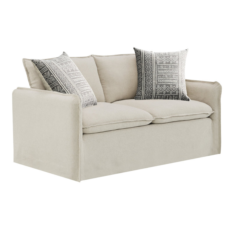 Confortable 2 pièces en lin beige - créant un espace de vie confortable et élégant avec des coussins moelleux et des housses de coussins amovibles