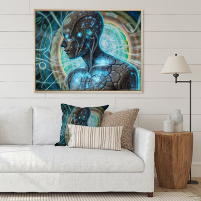 "Futur télépathie turquoise Cybog", reproduction sur toile