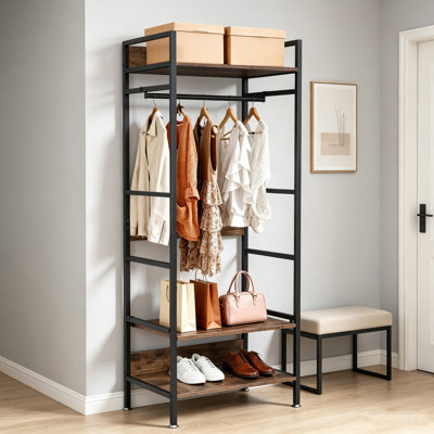 Shelaine 24 " Wide Hall Tree with Shoe Storage and Shelves
