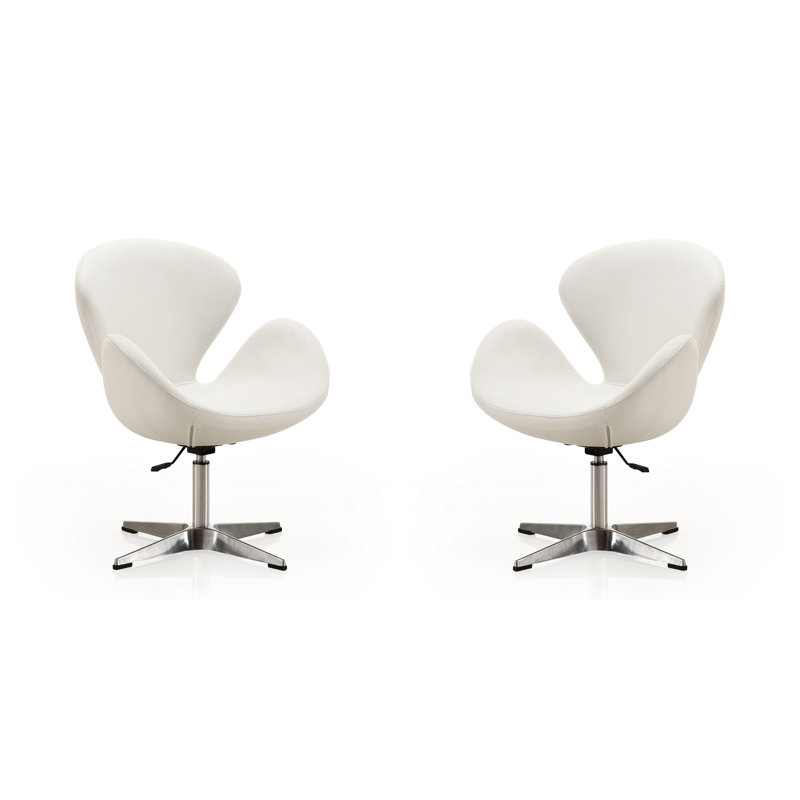 Fauteuil ballon pivotant en cuir Raspberry Vegan, Simili cuir blanc
