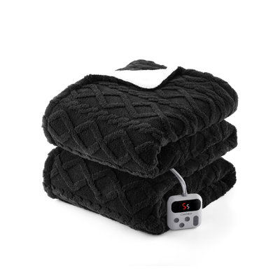 Couverture chauffante – Couverture chauffante électrique épaisse en sherpa touffeté pour adultes, lavable à la machine, 10 niveaux de chaleur et minuterie, certifiée ETL – Gris, 127 x 152 cm