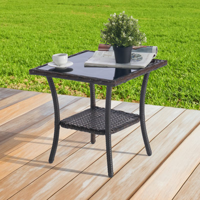 Table d'appoint carrée d'extérieur L 17,7 po x l 17,7 po