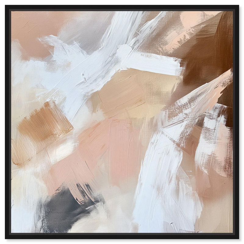 Taupe et cendres I, toile par Art Remedy, H 13 po x l 13 po, Noir, Cadre flottant