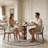 Upholstered Dining Chairs Set of 4, Walnut Solid Wood Frame with Striped Fabric