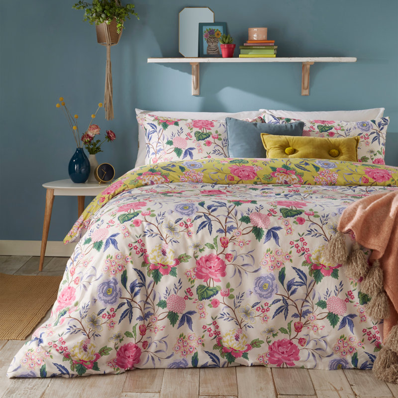 Floral [EU ONLY] Duvet Cover Set with Pillowcases, Super King Duvet Cover, Yellow