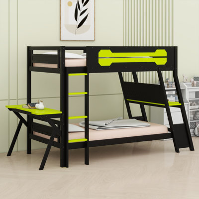 Multi-Functional Gaming Bunk Bed Built-In Dual Desk, USB Ports And Pegboard Storage
