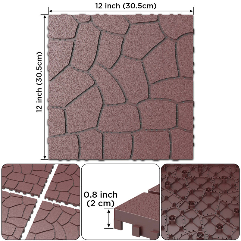 Carreaux de terrasse de patio à emboîter pour une installation facile et rapide dans les espaces extérieurs comme le porche, le bord de la piscine, le balcon et la cour arrière