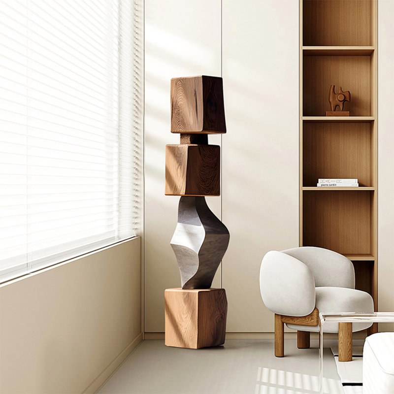 Sculpture en bois moderne et minimaliste