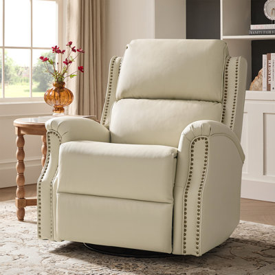  Fauteuil inclinable manuel pivotant en cuir véritable 34 po Felisa