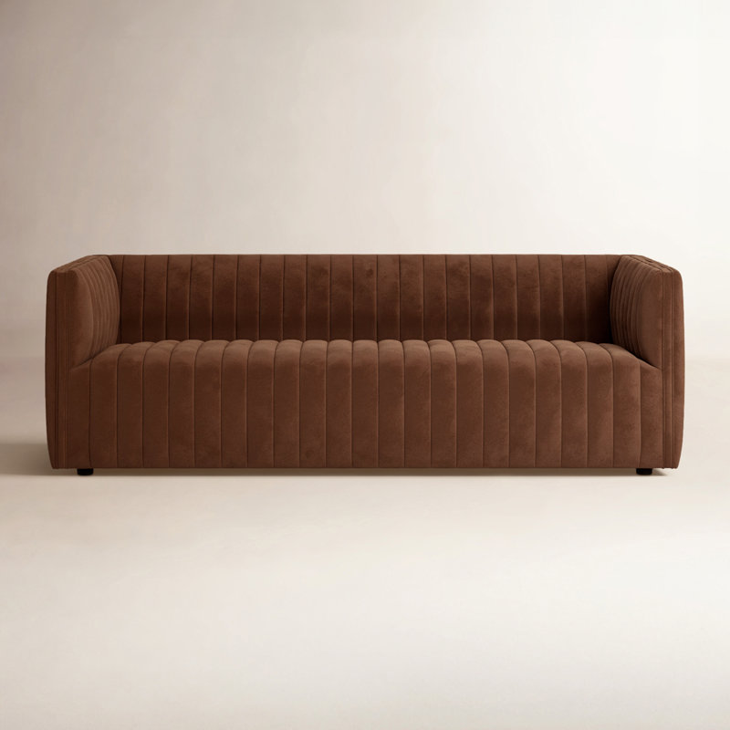 Brandt Tufted Velvet Sofa, Surrey Auburn, 26.5" H x 88" W x 35" D