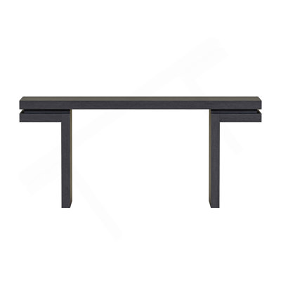 66" Extra Wide Real Wood Veneered Console Table, Minimalist Sofa Table Behind Couch For Entryway, Hallway, Living Room, Home Office, Black