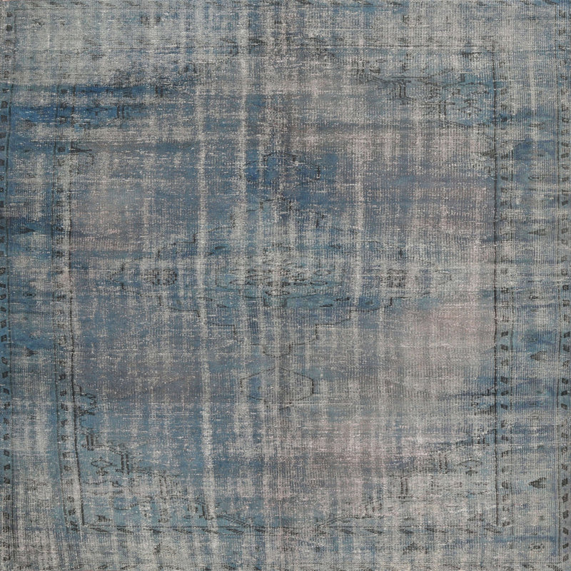 Gris/Tapis décoratif en laine à motif oriental Shue, Carré 8 pi
