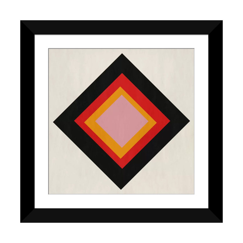 Albree Modern Diamond Void, impression sur toile, H 16 po x l 16 po x P 1 po, Papier d'art encadré noir, Blanc