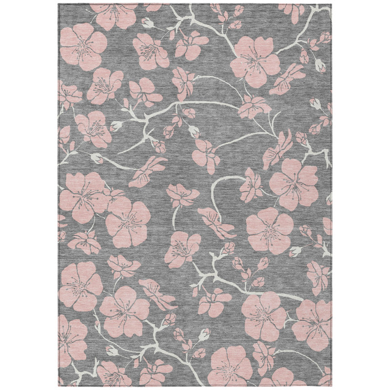 Inoa Gray Washable Indoor-Outdoor Rug - , 5' x 7'6"