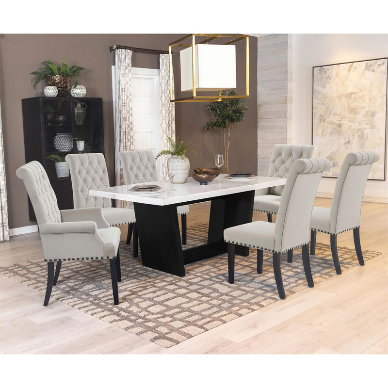 Ensemble de 2 chaises d'appoint capitonnées, Espresso rustique, Sable