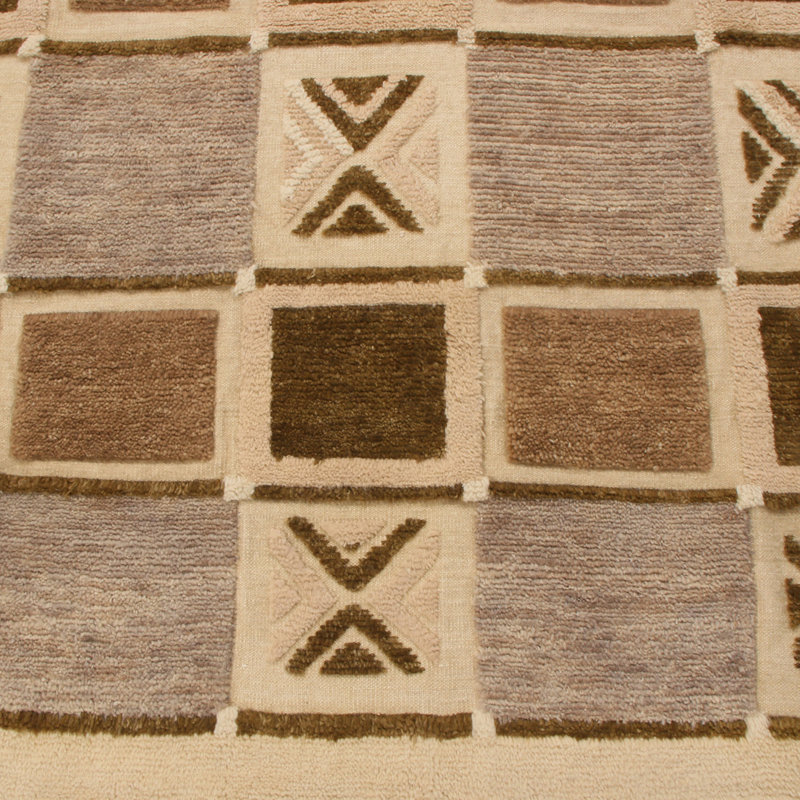Rug & Kilim’S Scandinavian-Inspired Geometric Beige Brown And Gray Wool Pile Rug, Rectangle 5' x 7'