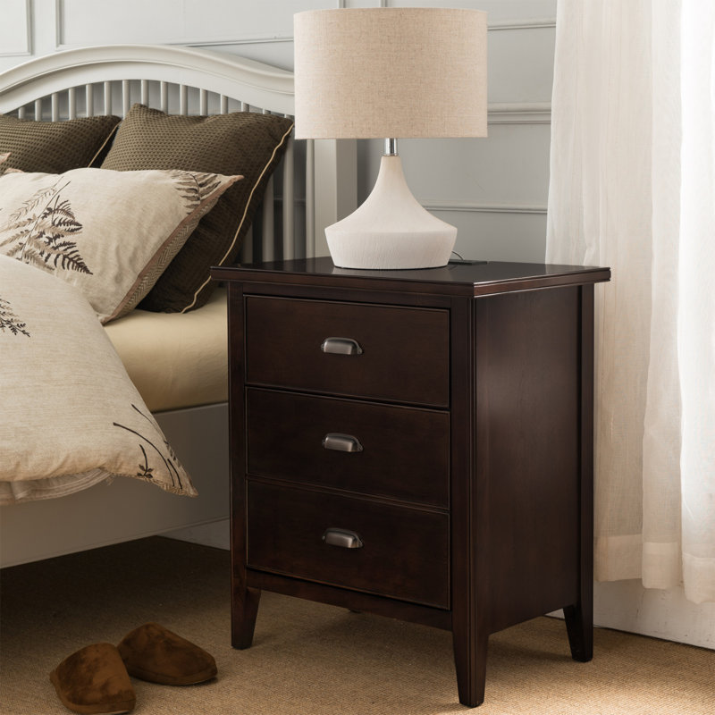 Laurent Nightstand with Drawer, Door with USB-C Fast Charging Station and AC/USB Outlet, Chocolate Cherry, Set of 2