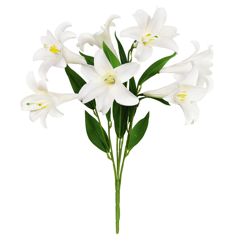 Artificial Easter Lily Flower Stem Bush Bouquet